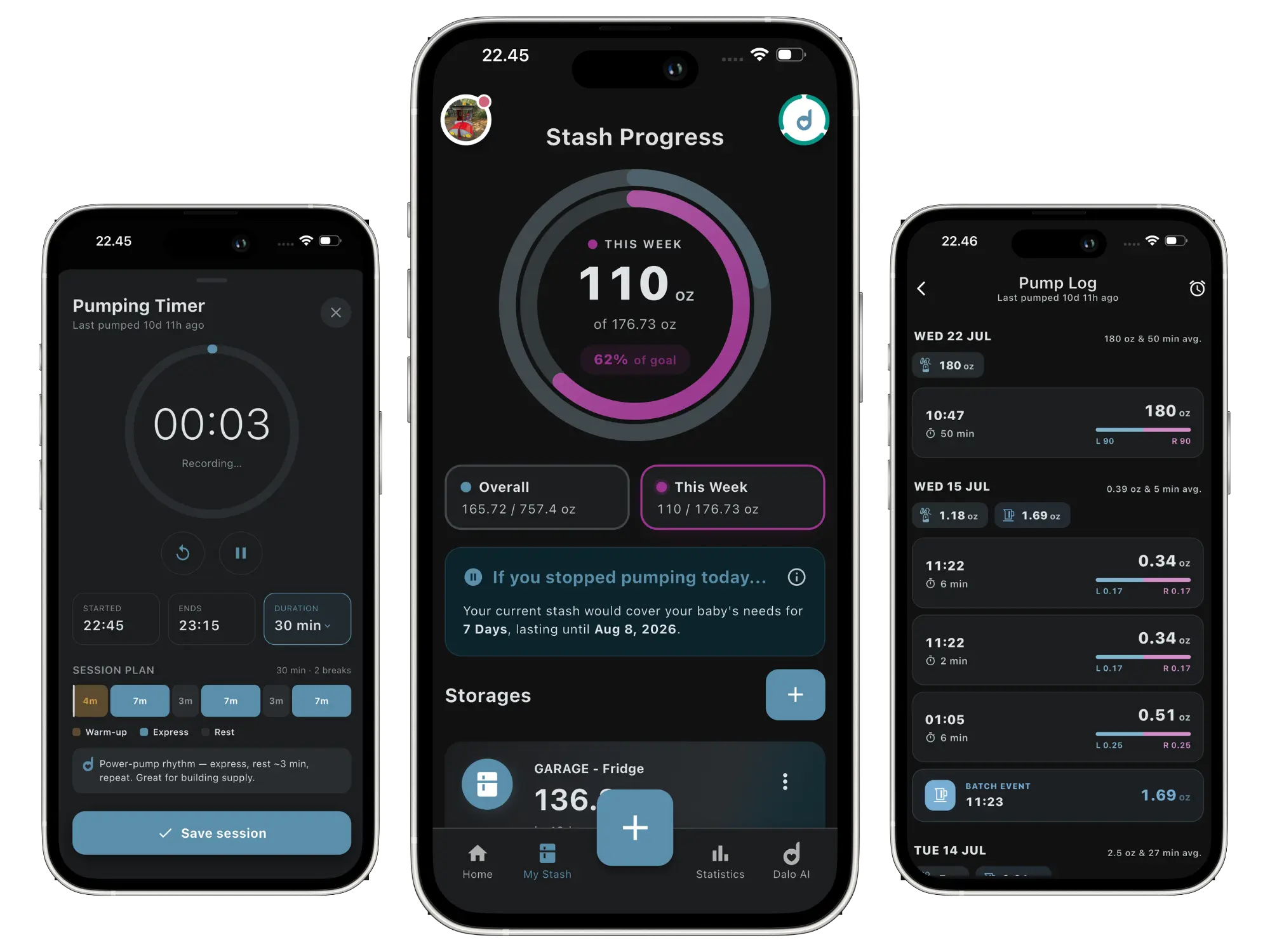 Dalo Milk Stash App Preview
